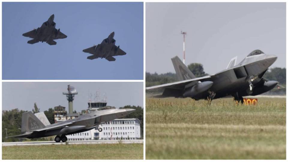 Łask: Na płycie lotniska wylądowały amerykańskie F-22! Najdroższe myśliwce świata już stacjonują w Polsce [Foto]