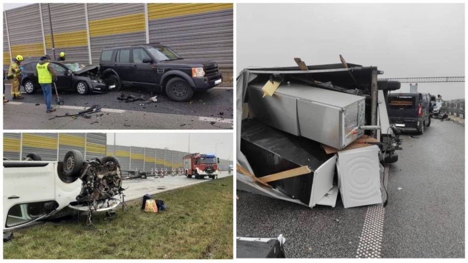 "Latająca" toyota zapoczątkowała serię wypadków z udziałem dziesięciu pojazdów. Ośmioro rannych w szpitalu! Co się stało na S8? [Foto]