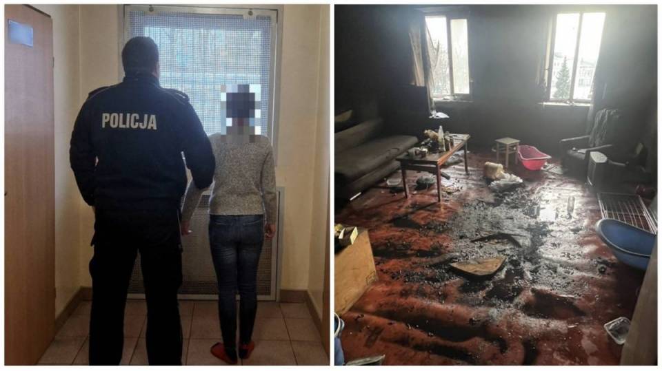 Podłożyła ogień i wyszła z mieszkania. Policjanci zatrzymali 46-latkę odpowiedzialną za pożar na Wspólnej [Foto]